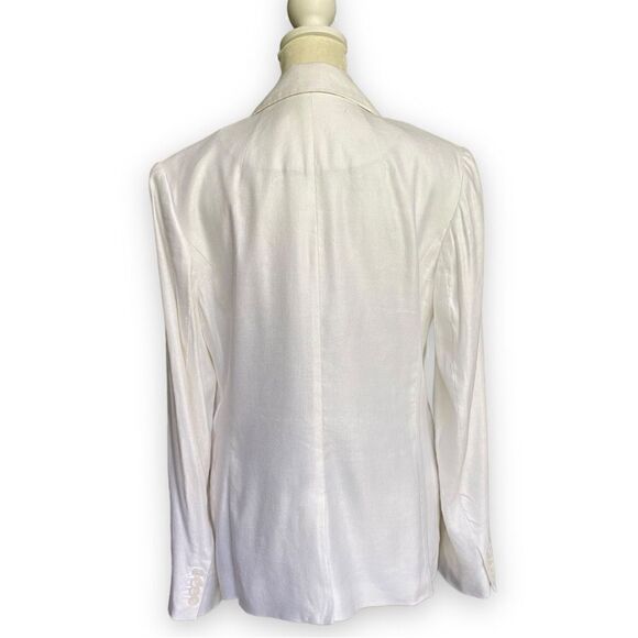1901 Ecru White Linen Single-Button Blazer | Size 8 - Picture 6 of 13